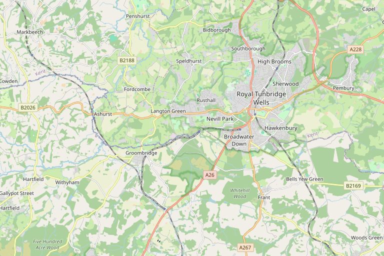 Map of Tunbridge Wells and the surrounding area